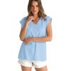 imageWIHOLL Womens Cap Sleeve Tops Summer V Neck Tank Basic Tee Shirts 2025 Fashion Casual Loose FitL  Light Blue