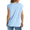 imageWIHOLL Womens Cap Sleeve Tops Summer V Neck Tank Basic Tee Shirts 2025 Fashion Casual Loose FitL  Light Blue