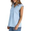 imageWIHOLL Womens Cap Sleeve Tops Summer V Neck Tank Basic Tee Shirts 2025 Fashion Casual Loose FitL  Light Blue
