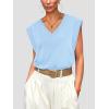 imageWIHOLL Womens Cap Sleeve Tops Summer V Neck Tank Basic Tee Shirts 2025 Fashion Casual Loose FitL  Light Blue