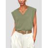 imageWIHOLL Womens Cap Sleeve Tops Summer V Neck Tank Basic Tee Shirts 2025 Fashion Casual Loose FitM  Light Green