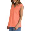 imageWIHOLL Womens Cap Sleeve Tops Summer V Neck Tank Basic Tee Shirts 2025 Fashion Casual Loose FitO  Orange