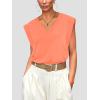 imageWIHOLL Womens Cap Sleeve Tops Summer V Neck Tank Basic Tee Shirts 2025 Fashion Casual Loose FitO  Orange