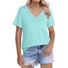 imageWIHOLL Womens Tops Short Sleeve V Neck Tshirts with Mock Up Pocket Fahion Summer Clothes Loose FitAqua