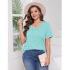 imageWIHOLL Womens Tops Short Sleeve V Neck Tshirts with Mock Up Pocket Fahion Summer Clothes Loose FitAqua