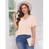 imageWIHOLL Womens Tops Short Sleeve V Neck Tshirts with Mock Up Pocket Fahion Summer Clothes Loose FitBeige