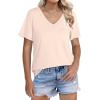 imageWIHOLL Womens Tops Short Sleeve V Neck Tshirts with Mock Up Pocket Fahion Summer Clothes Loose FitBeige
