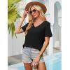 imageWIHOLL Womens Tops Short Sleeve V Neck Tshirts with Mock Up Pocket Fahion Summer Clothes Loose FitBlack