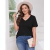 imageWIHOLL Womens Tops Short Sleeve V Neck Tshirts with Mock Up Pocket Fahion Summer Clothes Loose FitBlack