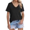imageWIHOLL Womens Tops Short Sleeve V Neck Tshirts with Mock Up Pocket Fahion Summer Clothes Loose FitBlack