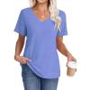 imageWIHOLL Womens Tops Short Sleeve V Neck Tshirts with Mock Up Pocket Fahion Summer Clothes Loose FitBlue