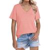 imageWIHOLL Womens Tops Short Sleeve V Neck Tshirts with Mock Up Pocket Fahion Summer Clothes Loose FitCoral