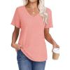 imageWIHOLL Womens Tops Short Sleeve V Neck Tshirts with Mock Up Pocket Fahion Summer Clothes Loose FitCoral