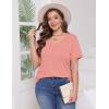imageWIHOLL Womens Tops Short Sleeve V Neck Tshirts with Mock Up Pocket Fahion Summer Clothes Loose FitCoral