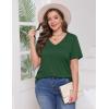 imageWIHOLL Womens Tops Short Sleeve V Neck Tshirts with Mock Up Pocket Fahion Summer Clothes Loose FitGreen