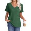 imageWIHOLL Womens Tops Short Sleeve V Neck Tshirts with Mock Up Pocket Fahion Summer Clothes Loose FitGreen