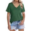 imageWIHOLL Womens Tops Short Sleeve V Neck Tshirts with Mock Up Pocket Fahion Summer Clothes Loose FitGreen