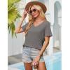 imageWIHOLL Womens Tops Short Sleeve V Neck Tshirts with Mock Up Pocket Fahion Summer Clothes Loose FitGrey