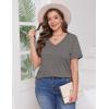 imageWIHOLL Womens Tops Short Sleeve V Neck Tshirts with Mock Up Pocket Fahion Summer Clothes Loose FitGrey