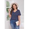 imageWIHOLL Womens Tops Short Sleeve V Neck Tshirts with Mock Up Pocket Fahion Summer Clothes Loose FitNavy