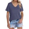 imageWIHOLL Womens Tops Short Sleeve V Neck Tshirts with Mock Up Pocket Fahion Summer Clothes Loose FitNavy