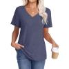 imageWIHOLL Womens Tops Short Sleeve V Neck Tshirts with Mock Up Pocket Fahion Summer Clothes Loose FitNavy