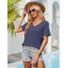 imageWIHOLL Womens Tops Short Sleeve V Neck Tshirts with Mock Up Pocket Fahion Summer Clothes Loose FitNavy