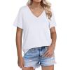 imageWIHOLL Womens Tops Short Sleeve V Neck Tshirts with Mock Up Pocket Fahion Summer Clothes Loose FitWhite