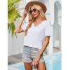 imageWIHOLL Womens Tops Short Sleeve V Neck Tshirts with Mock Up Pocket Fahion Summer Clothes Loose FitWhite