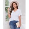 imageWIHOLL Womens Tops Short Sleeve V Neck Tshirts with Mock Up Pocket Fahion Summer Clothes Loose FitWhite