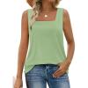 imageWIHOLL Tank Tops for Women Summer Outfits 2025 Square Neck Casual Shirts Blouses3light Green