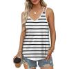 imageWIHOLL Women Tank Top Casual Summer Tops 2024 Fashion Spaghetti Strap Sleeveless V Neck Shirts Sexy CamisolesBlack White Stripe