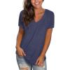 imageWIHOLL Womens Tops Short Sleeve V Neck Tshirts with Mock Up Pocket Fahion Summer Clothes Loose FitNavy