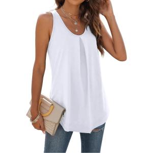 imageWIHOLL Tank Tops for Women Loose Fit Summer Tops V Neck Sleeveless Tanks Trendy0white