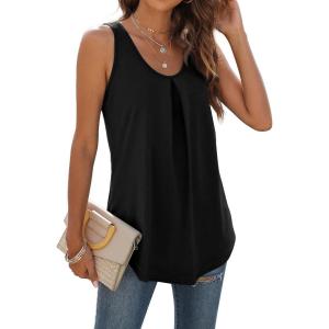 imageWIHOLL Tank Tops for Women Loose Fit Summer Tops V Neck Sleeveless Tanks Trendy1black