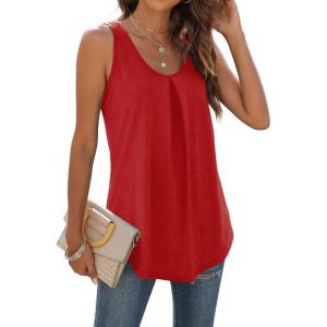 imageWIHOLL Tank Tops for Women Loose Fit Summer Tops V Neck Sleeveless Tanks Trendy3red