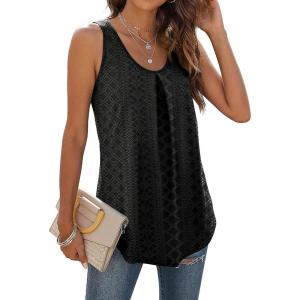 imageWIHOLL Tank Tops for Women Loose Fit Summer Tops V Neck Sleeveless Tanks Trendy4black