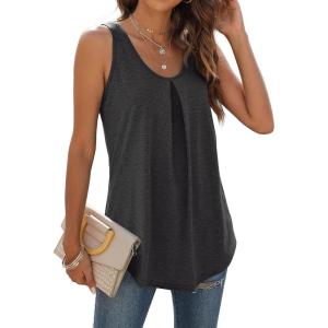 imageWIHOLL Tank Tops for Women Loose Fit Summer Tops V Neck Sleeveless Tanks Trendy5dark Grey