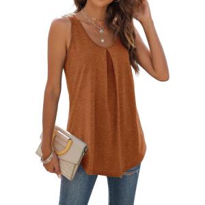 imageWIHOLL Tank Tops for Women Loose Fit Summer Tops V Neck Sleeveless Tanks Trendy5orange