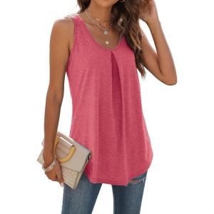 imageWIHOLL Tank Tops for Women Loose Fit Summer Tops V Neck Sleeveless Tanks Trendy5pink