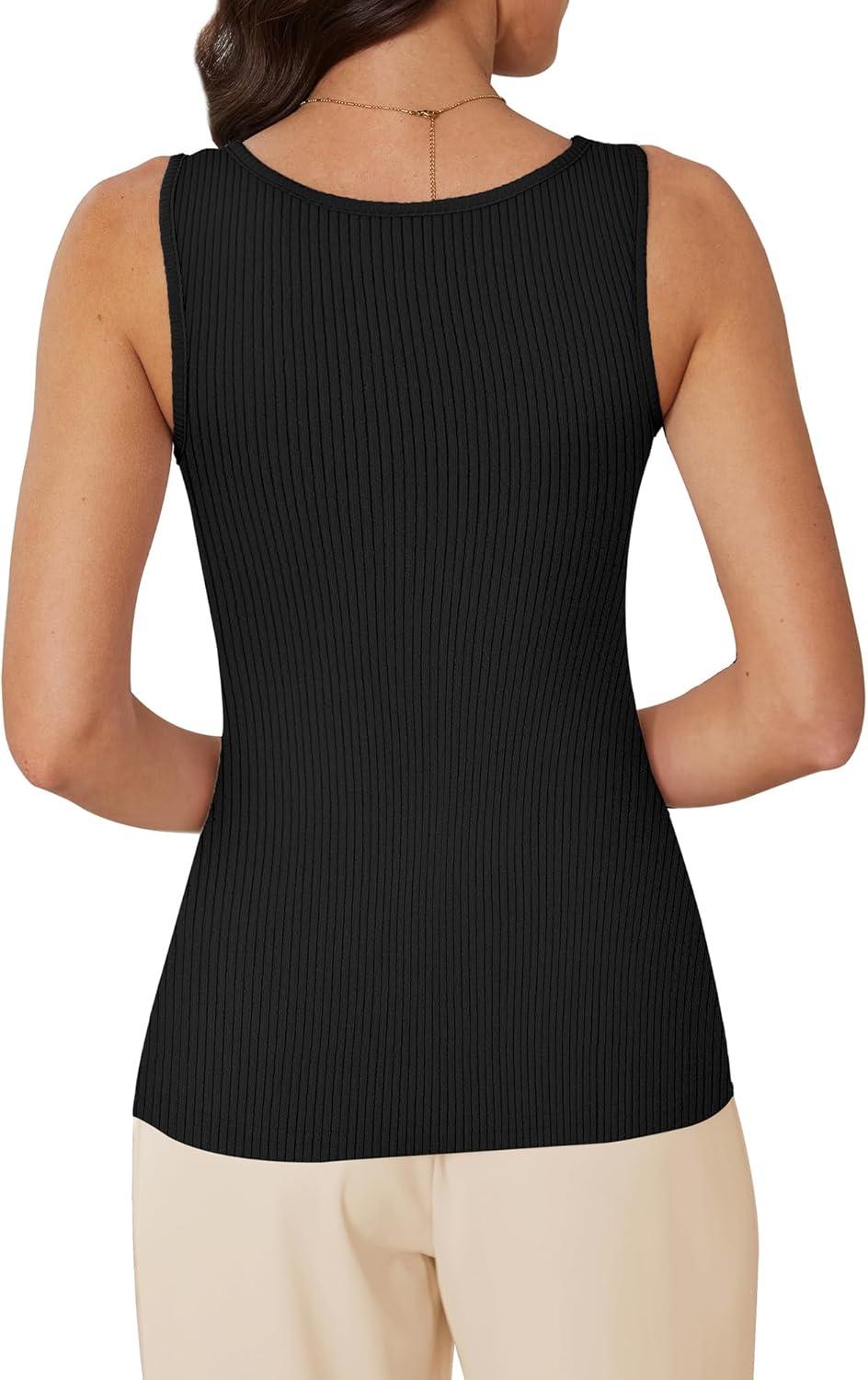 imageWIHOLL Womens Ribbed Tank Tops 2025 Summer Scoop Neck Slim Fitted Tops Casual Basic Knit Sleeveless ShirtsAblack
