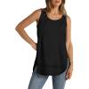 imageWIHOLL Loose Fit Tank Tops for Women Scoop Neck Summer Side Split Sleeveless Shirts 2025 FashionAblack