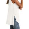 imageWIHOLL Loose Fit Tank Tops for Women Scoop Neck Summer Side Split Sleeveless Shirts 2025 FashionBwhite