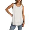 imageWIHOLL Loose Fit Tank Tops for Women Scoop Neck Summer Side Split Sleeveless Shirts 2025 FashionBwhite