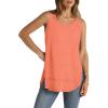 imageWIHOLL Loose Fit Tank Tops for Women Scoop Neck Summer Side Split Sleeveless Shirts 2025 FashionCcoral