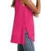 imageWIHOLL Loose Fit Tank Tops for Women Scoop Neck Summer Side Split Sleeveless Shirts 2025 FashionChot Pink