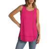 imageWIHOLL Loose Fit Tank Tops for Women Scoop Neck Summer Side Split Sleeveless Shirts 2025 FashionChot Pink
