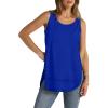 imageWIHOLL Loose Fit Tank Tops for Women Scoop Neck Summer Side Split Sleeveless Shirts 2025 FashionDblue