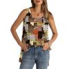 imageWIHOLL Loose Fit Tank Tops for Women Scoop Neck Summer Side Split Sleeveless Shirts 2025 FashionGbrown Print