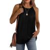imageWIHOLL Summer Halter Neck Tank Tops for Women Pleated Loose Fit Sleeveless Tops FlowyAblack